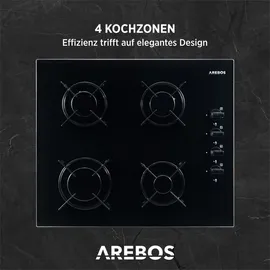 Arebos Glaskeramik Gaskochfeld 4 Flammen