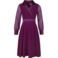 Timeless London - Rockabilly Kleid knielang - Polly Plum Dress - XS bis L - für Damen - Größe XS - lila - XS
