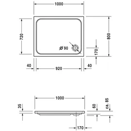Duravit D-Code 100x80x8,5cm, weiß