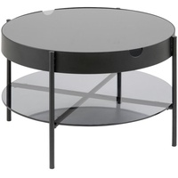 XXXLutz Ambia Home Beistelltisch, Grau, Schwarz, Metall, Glas rund, rund, 75x45x75 cm