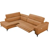 Ecksofa EGOITALIANO "Martine" Sofas Gr. B/H/T: 272cm x 96cm x 203cm, Leder BULL, Ottomane links, mit elektrischer Relaxfunktion-mit manueller Kopfteilverstellung, orange mit Ottomane, elektrischer Relaxfunktion und Kopfteilverstellung