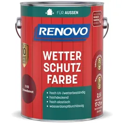 RENOVO Wetterschutzfarbe, seidenglänzend, schwedenrot RAL 3103