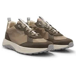 HUGO Herren Sneaker - Kane Runn mfny, Turnschuh, Schnürung, Material-Mix Braun EU 43