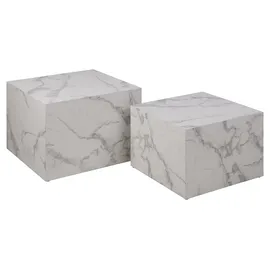 VCM Dice Couchtisch Marmor 2 Stück Dekor weiss.