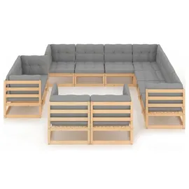 vidaXL Garten-Lounge-Set 11-tlg. grau