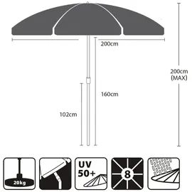 Sekey Balkonschirm Ø 200 cm Grau