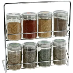 WellHome - 8er Set Gewürzbehälter aus Aluminium und Glas 23x24cm