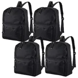 Hahorpa 4 Stück Schwarzer Rucksack Unisex, Wasserdichte Schultasche Schwarz für Teenager Jungen und Mädchen, Leichter Rucksack für Damen und Herren, Großer Schwarzer Rucksäcke für Pendler Reisen