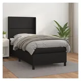 vidaXL Boxspringbett mit Matratze Schwarz 140x200 cm Kunstleder