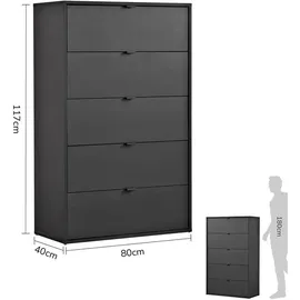 mokebo Kommode mit 5 Schubladen in Anthrazit Die Stilvolle Highboard, Anrichte oder Sideboard
