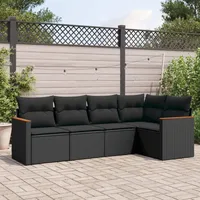 Gecheer 5-TLG. Gartenlounge Set, Balkonlounge Set, Terrassensofa, Loungemöbel Polyrattan, Polyrattan Gartenmöbel, Garten Sofa Set, Kissen