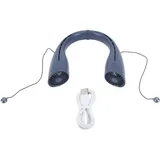 Wiederaufladbarer Bluetooth-nackenventilator Mit Usb-anschluss, 4000 Mah, Klingenlos Und Geräuschlos, Tragbar Und Freihändig Bedienbar, Mit Eingebauten Kopfhörern, Blaue Farbe.