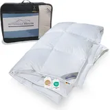 Warme Daunendecke 100% neue Daunen Bettdecke 155x220 Daunenpass 1010g - Weiß