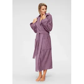 MY HOME Damenbademantel »Livia, ideal für Sauna & Spa, Hotelbademantel« 1 Stk. gemusterter Bordüre, langer Bademantel Damen, 100% Baumwolle, XS-2XL, Gr. M Länge: 120 cm, Mauve, , 53617257-M
