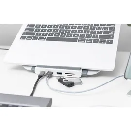 Digitus Variabler Notebook-Ständer mit integrierter USB-CTM Docking Station, 8-Port