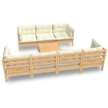 vidaXL Garten-Lounge-Set 8-tlg. creme Massivholz Kiefer