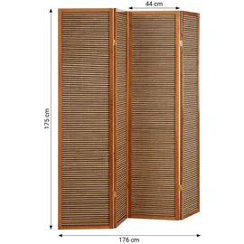 Homestyle4u Paravent Raumteiler Innen 4 teilig Sichtschutz Trennwand Bambus Holz Braun