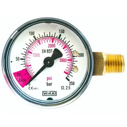 Inhaltsmanometer mit roten Bereich für CO2-Ende, 1/4` AG