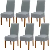 Leeyunbee 6 Stück Esszimmer Stuhlhussen, Abnehmbare Waschbar Elastische Moderne Beschützer Stuhlbezug, Dehnbare Stuhlhussen für Hochzeit Partys Bankett Esszimmer, Hotel, Restaurant Dekor(Silber Grau)