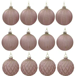 Christbaumkugel-Set Altrosa, 12-teilig