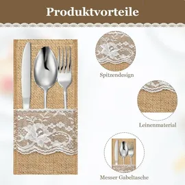 OEM Jute Bestecktaschen Weiß 22 x 11 cm