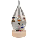 Widdop Galileo Thermometer, Tropfenform, mit Holzständer