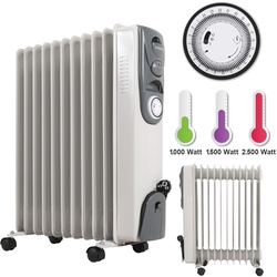 Heidenfeld Ölradiator ÖR200, Thermostat, Timerfunktion, 1000-2500 Watt, 6 Stufen, 3 Jahre Garantie