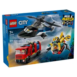 LEGO City 60462 Kombinationsset mit Hubschrauber, Löschauto und U-Boot