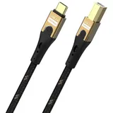 Oehlbach USB-C® Kabel USB 2.0 USB-C®, USB-B Stecker 1m Schwarz/Gold Geflechtschirm D1C9547