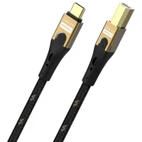 Oehlbach USB-C® Kabel USB 2.0 USB-C®, USB-B Stecker 1m Schwarz/Gold Geflechtschirm D1C9547
