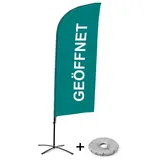 Showdown Displays Beachflag Alu Wind Komplett-Set Geöffnet Grün Deutsch Kreuzständer