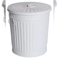 H&D Manufaktur Ascheeimer Metall Ø 21,5 cm 7 l weiß