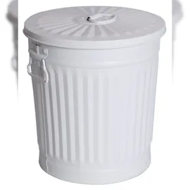 H&D Manufaktur Ascheeimer Metall Ø 21,5 cm 7 l weiß