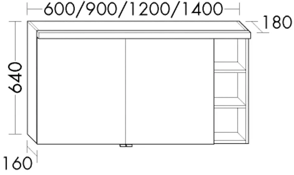Burgbad Sp.-Schr.Orell Acryl-LM 640x1200x180 Schwarz Solid Matt, SPFQ120LF2655 SPFQ120LF2655