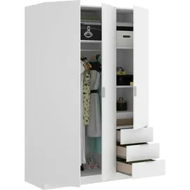 Loungitude Kleiderschrank 3-türig 121 x 180 x 52 cm Holzart nicht angegeben weiß