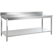 GastroHero Edelstahl Arbeitstisch Basic 18x7 mit Grundboden und Aufkantung