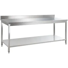 GastroHero Edelstahl Arbeitstisch Basic 18x7 mit Grundboden und Aufkantung