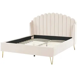 Beliani Polsterbett beige mit Lattenrost vertikale Steppung 140x200cm Ambillou 140 x 200 cm,