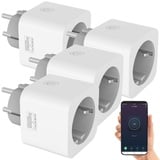 Luminea 4er-Set WLAN-Steckdosen, Energiekostenmesser, App- & Sprachsteuerung