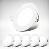B.K.Licht - Einbaustrahler 76mm 6er Set LED Neutralweiß, Weiß