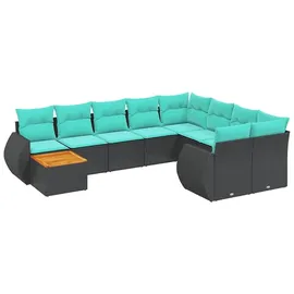 vidaXL Gartensofa-Set 10-tlg. schwarz