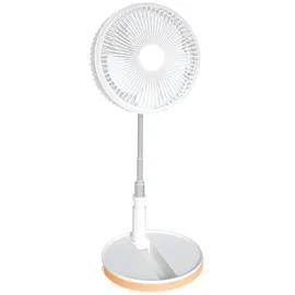 COOLSERIE Akku Teleskop Standventilator 20 cm Weiß