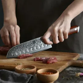 luxuskollektion 18cm Damaststahl Santokumesser Profi geschmiedet Küchenmesser