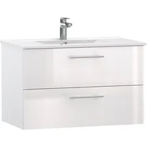 WELLTIME Waschtisch »Athen Badschrank Badezimmer WC Unterschrank mit Becken«, Waschplatz mit 2 Schubladen, Breite 80cm Softclose Bad, weiß