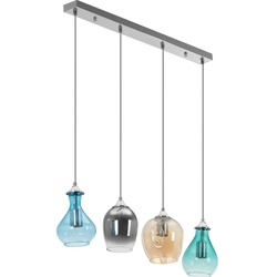 Uniprodo Pendelleuchte - 4 Leuchtmittel - Glasschirme in verschiedenen Formen