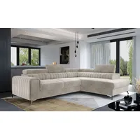 Ecksofa mit Schlaffunktion und Bettkasten,Couch für Wohnzimmer, Schlafsofa Sofagarnitur Sofa Eckcouch L-Form Wohnlandschaft mit Bettfunktion Olivi... - Beige