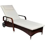 Sonnenliege mit Polster & Rollen Poly Rattan Braun