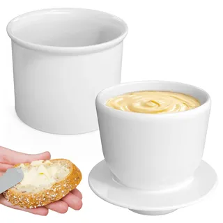 Aicharynic Keramik Butterdose Mit Deckel: Französische Butterbehälter Für Weiche Und Streichfähige Butter, Ideal Für Küchendekor (Weiß, 150ml)