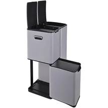Hti-Living Mülleimer 3 Behälter 75 l Grau