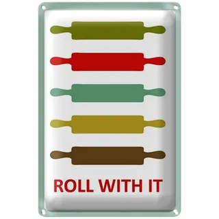 Roomando Metallschild Blechschild Küche 20x30cm Nudelholz Rolling pin roll with 20x30
